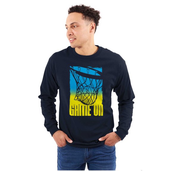 Basketball Hoop Athlete Game On Men's Long Sleeve Tee T Shirt Brisco Brands S