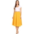 thumbnail image 5 of Women's Casual High Waist A-Line Midi Skirt with Elastic Waistband, 5 of 6
