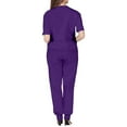 thumbnail image 3 of MLQIDK Scrubs for Women Set Plus Size Medical Scrub Sets Stretchy V Neck Yoga Scrub Pants and Tops Scrub Joggers Nursing Top Clothing Set for Women Dark Purple M, 3 of 4