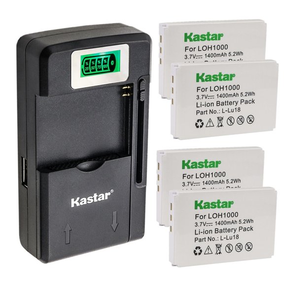Kastar 4-Pack Battery and Smart LCD Charger Replacement for Logitech 190582-0000, F12440056, K398, L-LU18 Battery, Logitech C-LR65, C-RL65, Harmony 1000 Remote, Harmony 1100 Remote, 1100i Remote