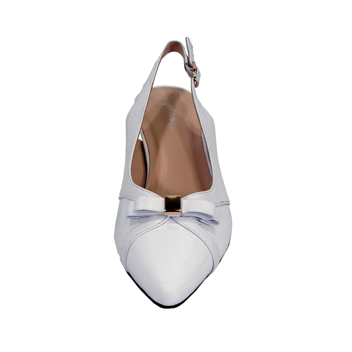 PEERAGE Sammy 2 Women's Wide Width Slingback Low Heel Leather Dress Shoes WHITE 9.5