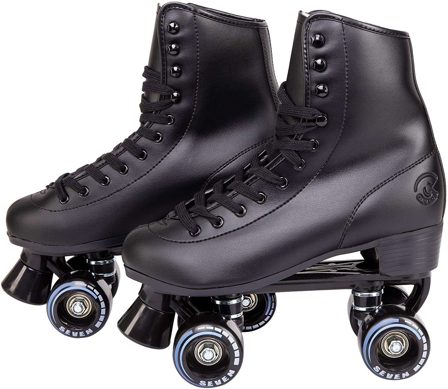 Black, Mens 9 / Womens 10 Cal 7 All-Purpose Indoor Outdoor Speedy Roller Skate for Youth and Adults 