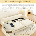 thumbnail image 5 of 81.1'' Futon Sofa Bed King Size, Pull Out Sleeper Couch with USB/Type-C, Storage, Adjustable Backrest, 3-in-1 Convertible Chenille Modern Couches for Living Room, Small Spaces, Apartment, Beige, 5 of 11