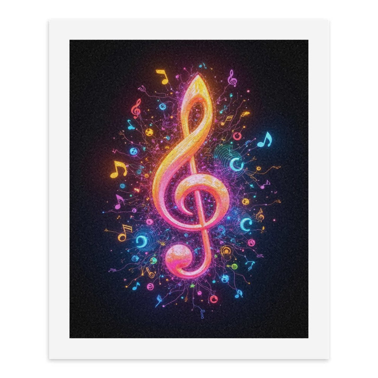 Paint By Numbers Kit for Adults Beginner - DIY Neon Musical Notes Vibrant Art Canvas Painting Kits for Adults, Frameless Paint By Number for Adults for Home Wall Decor 16x20 Inch