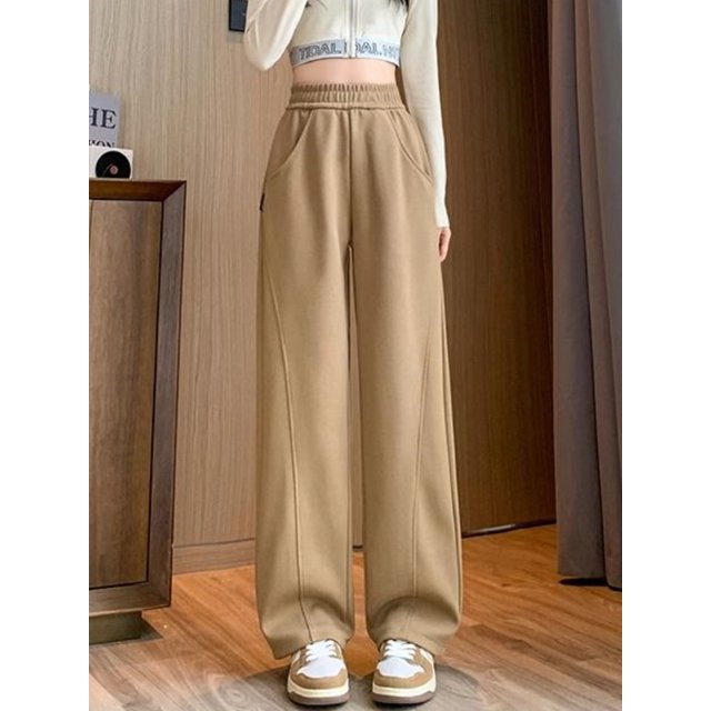 ML Pants Women Leisure Elegant Classic All-match Simple Style Solid Loose Design Fashion Elastic Waist Comfortable Ladies
