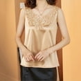 thumbnail image 5 of Mittory Womens Silk Satin Tank Tops Floral Applique Lace Casual Sleeveless Top Basic Camisole Tank Cami Blouses, 5 of 6