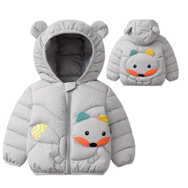 2022 Otoño Invierno Niños Abajo Chaquetas acolchadas Infantes Bebés Niños Niñas Dibujos animados lindo Oreja ligera Abrigos con capucha Niños pequeños Ropa para niños 5-6T (Etiqueta 120) Gao Jinjia LED