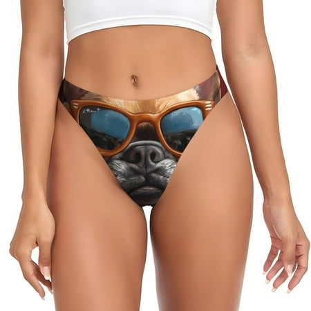 Rateoe French Bulldog In Sunglasses Pattern Seamless Women Underwear Thongs No Show Ladies Thong No Line Breathable Comfortable Panties Undies for Women-XX-Large