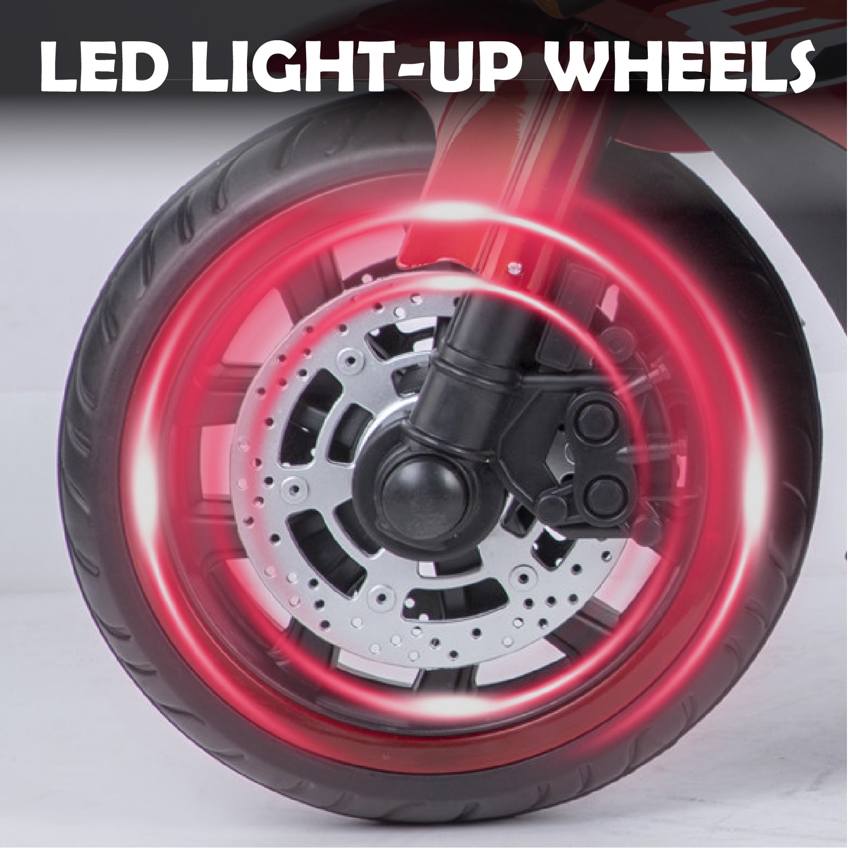 12V Kids Electric Motorcycle Ride-On Toy with LED Light-Up Wheels & Training Wheels, Manual Throttle, Built-in Music, Bluetooth, and USB Port - Gift for Boys Girls Ages 3-6 (Red)