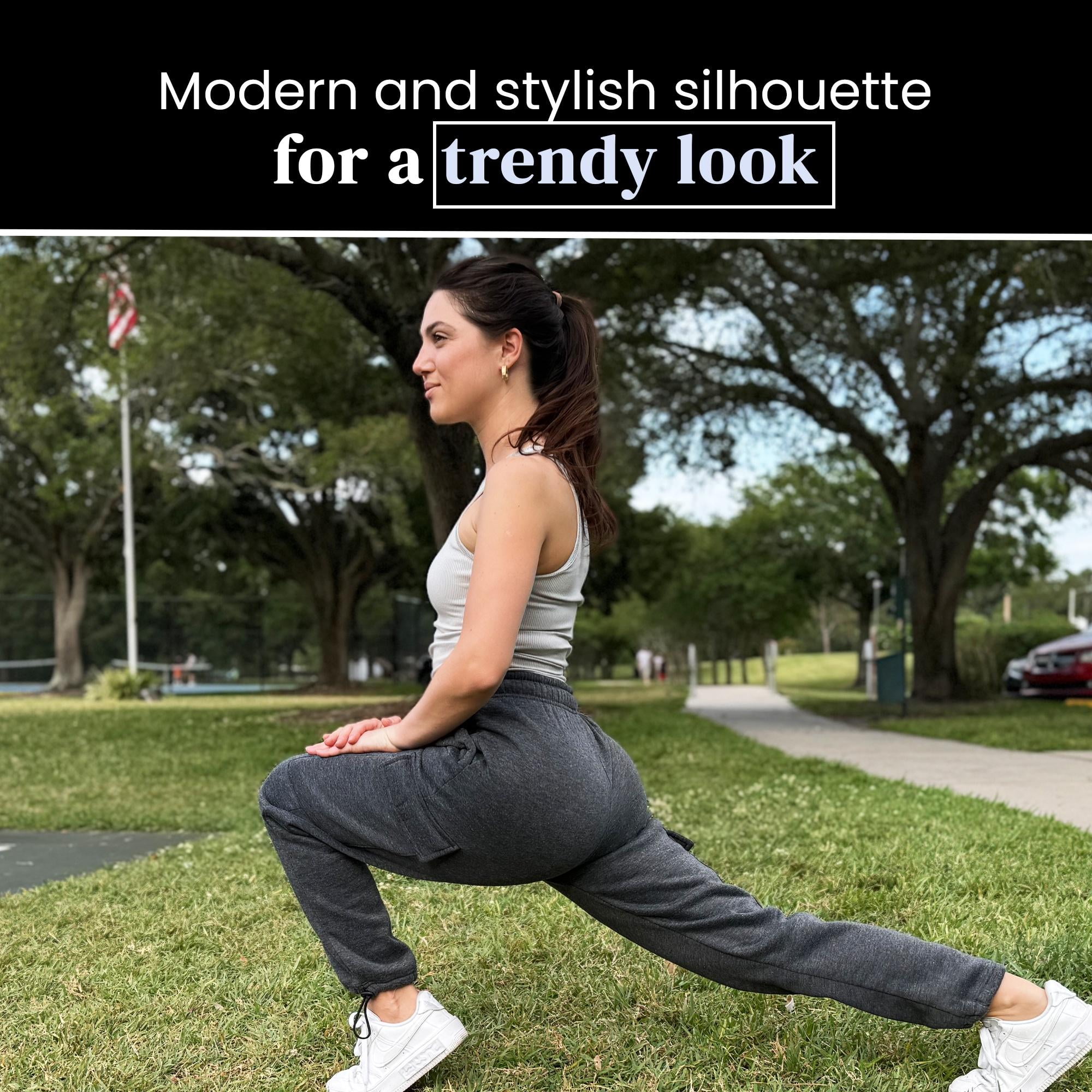 [2 Pack] Women's Sweatpants Cargo Jogger Soft Fleece Adjustable Pants, Sizes S - 2XL