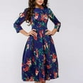 thumbnail image 4 of Fankiway Robes à Manches Longues en Solde Robe Femme Ligne A Fête Rétro Florale Manches Trois-Quarts Robes Femmes Grande Taille en Solde, 4 of 6