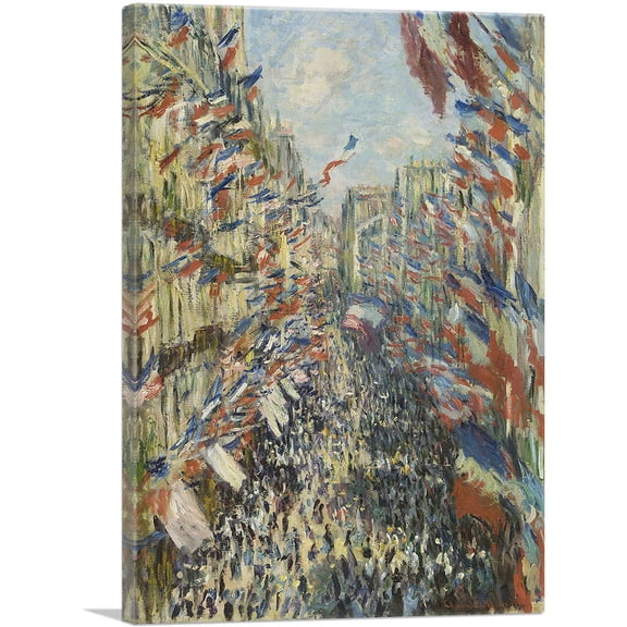 ARTCANVAS The Rue Montorgueil in Paris Canvas Art Print by Claude Monet - Size: 40" x 26" (1.50" Deep)