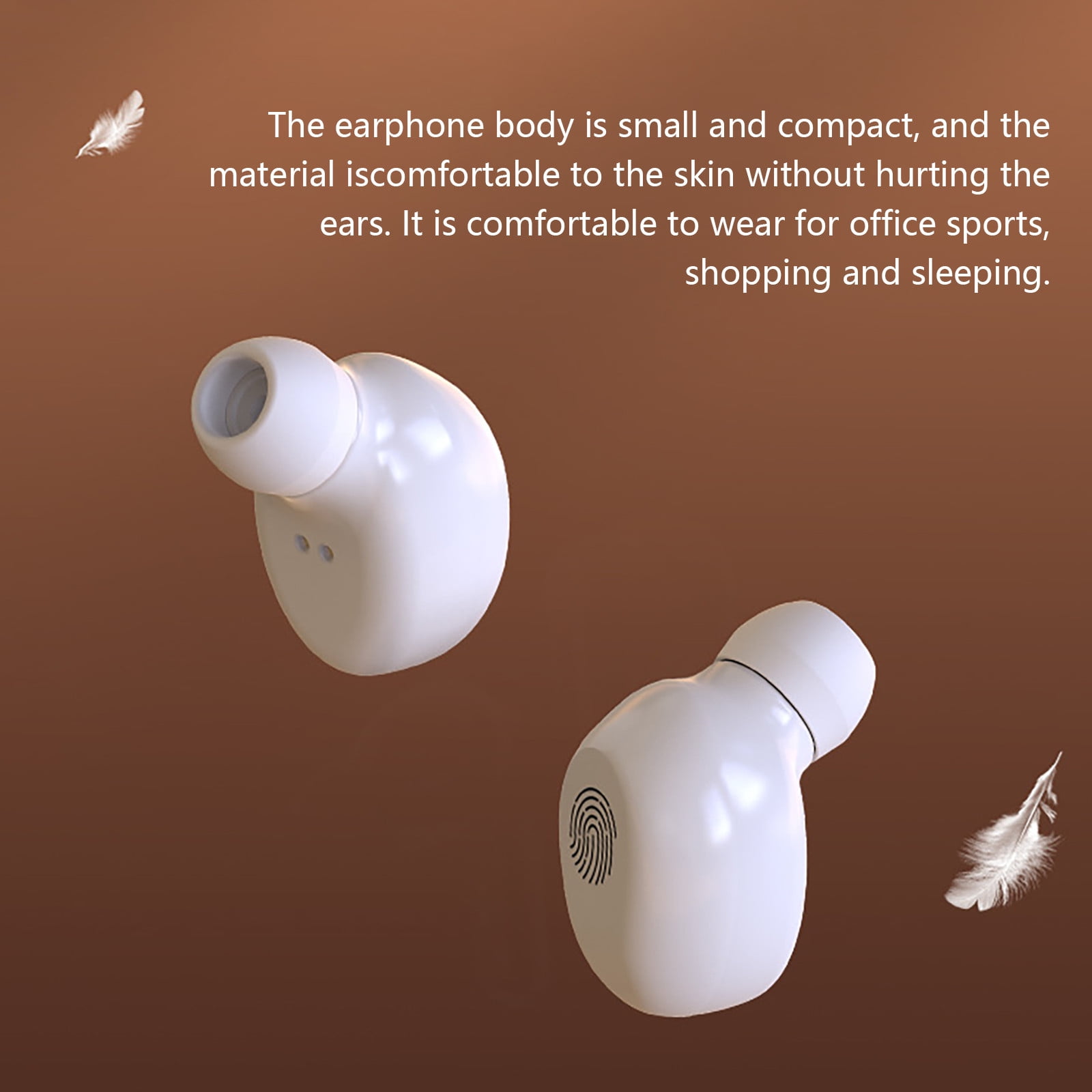 Bluetooth Headphones True Wireless Earbuds 60H Playback LED Power Display Earphones with Wireless Charging Case IPX5 Waterproof in-Ear Earbuds with Mic for Smart Phone Laptop TV Computer Sports,White