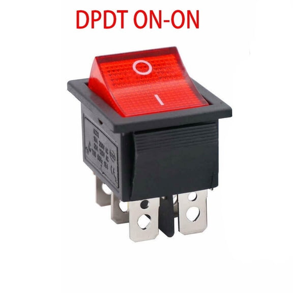 DPDT ON-ON Rocker Switch w/RED Neon Lamp KCD2 16A/250VAC