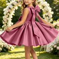 thumbnail image 6 of Girls Satin Mini Princess Dresses Trendy Sleeveless Ruched A Line Bow Detail Gown for Wedding Birthday Party Pageant Holiday Ceremony Hot Pink 0-1 Years, 6 of 6