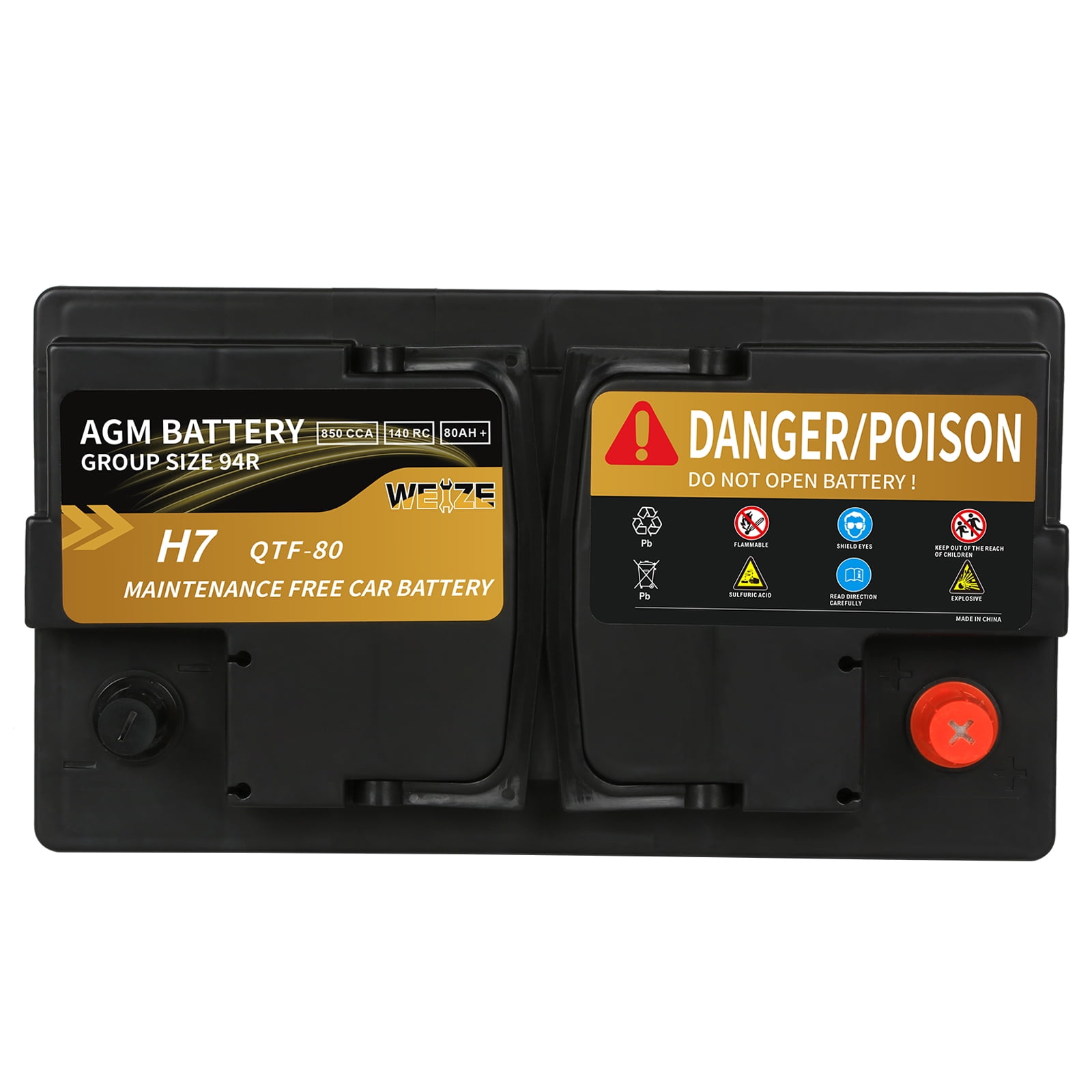 UPLUS BCI Group 48 Car Battery, AGM-L70-M Maintenance Free 12V 70Ah Premium  AGM Batteries H6 L3 Automotive Battery, 760CCA, 80RC