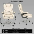 thumbnail image 3 of E-motie Home Office Chair with Flip-up Arms, Adjustable High Back Chair, Quiet Nylon Wheels, Beige, 3 of 10