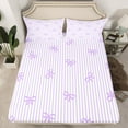 thumbnail image 2 of Feelyou Dreamy Bowknot Bow Queen Sheet Sets, Purple Lines Abstract Bed Set, 4pcs, 2 of 7