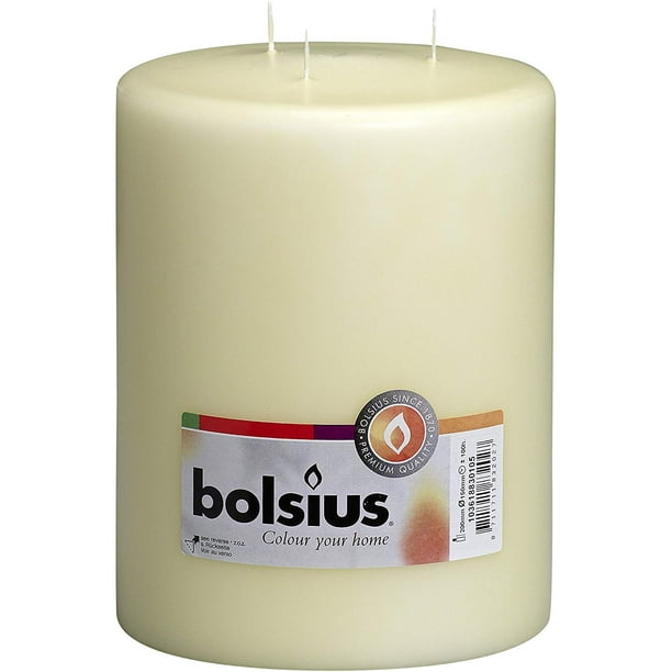 BOLSIUS Ivory Pillar Candles 100 Hours Burning Time Candle Set 6