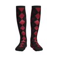 thumbnail image 2 of Socks Calf Pressure Socks Breathable Moisture Absorbent 11.8in×7.9in Full Print Designed For Hiking Walking Sports Argyle Plaid Darkred_1 3 Black, 2 of 8
