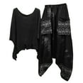 thumbnail image 1 of Conjunto de camiseta y pantalones con cuello redondo y manga 3/4 para mujer Wmkox8yi bvn2745, 1 of 8