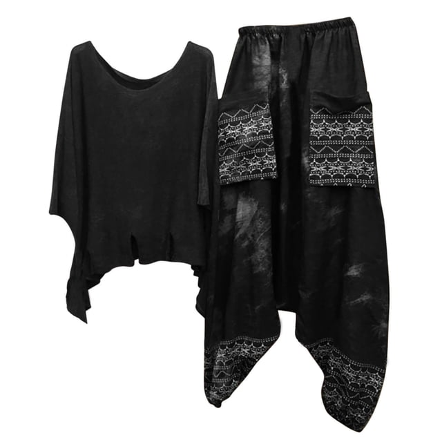 Conjunto de camiseta y pantalones con cuello redondo y manga 3/4 para mujer Wmkox8yi bvn2745