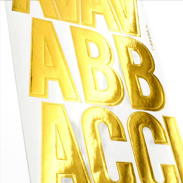 Minilabel 13 5mm Gold On Clear Vinyl Sticky Letters, Alphabet AZ Stickers
