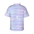 thumbnail image 3 of Easygdp Striped Gradient Men's Hawaiian Shirts Print Lapel Short Sleeve for Beach, vacation, party, casual occasions - Large, 3 of 9