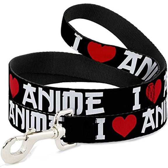 Buckle-Down DL-W30956 I "Heart" Anime Bold Black White Red Dog Leash