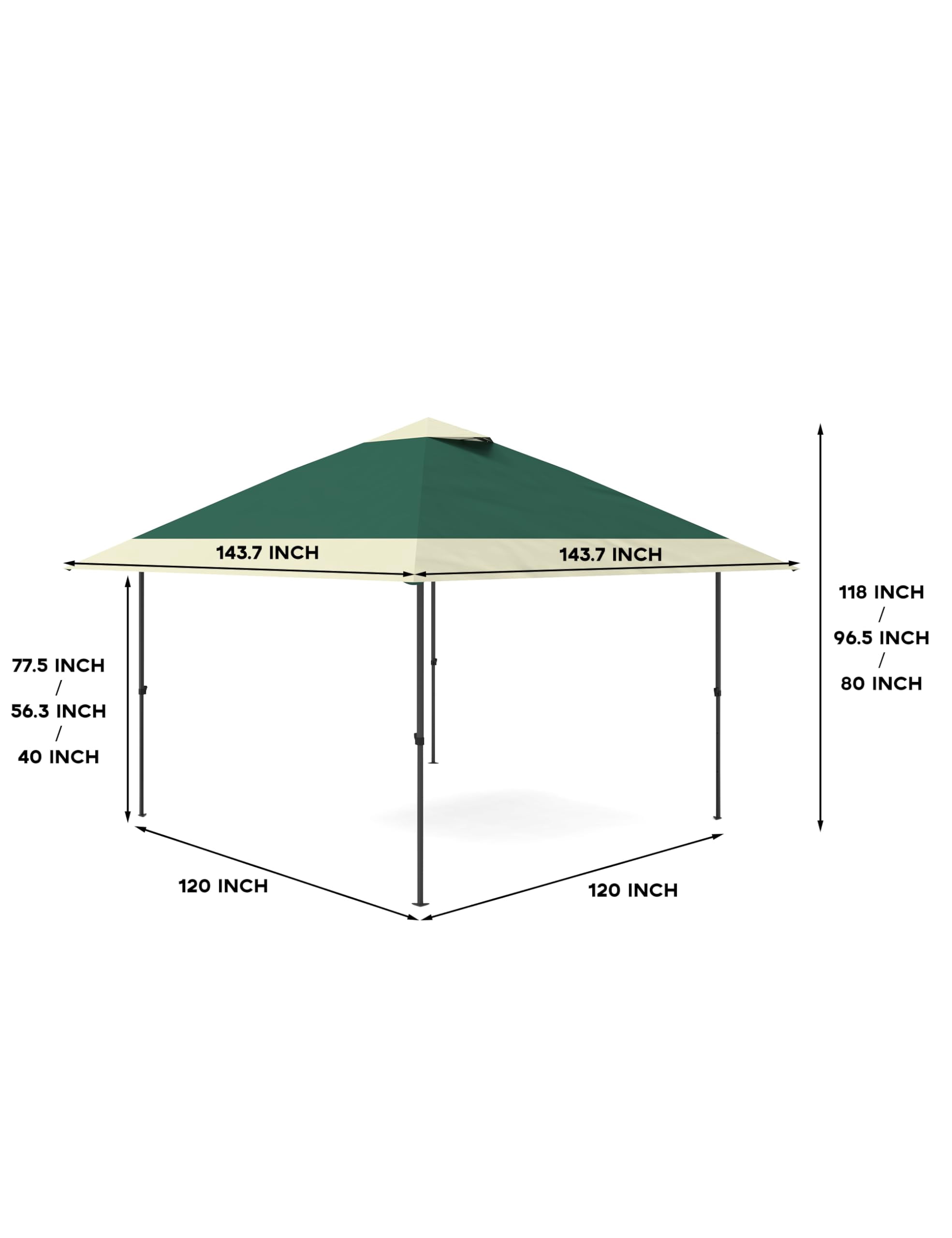 Faitaliicy 12*12FT Pop Up Gazebo Outdoor Folding Canopy Shelter 4-Sided Instant Gazebo Tent With Mosquito Netting 4 Sandbags For Lawn Garden Backyard Deck Party & Outdoor Activities