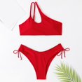 thumbnail image 2 of Aayomet Bikinis For Women Women's Graphic Swimsuit Tie Front Bandeau and High Waist Panty Bikini Set Bathing Suit,Red S, 2 of 4