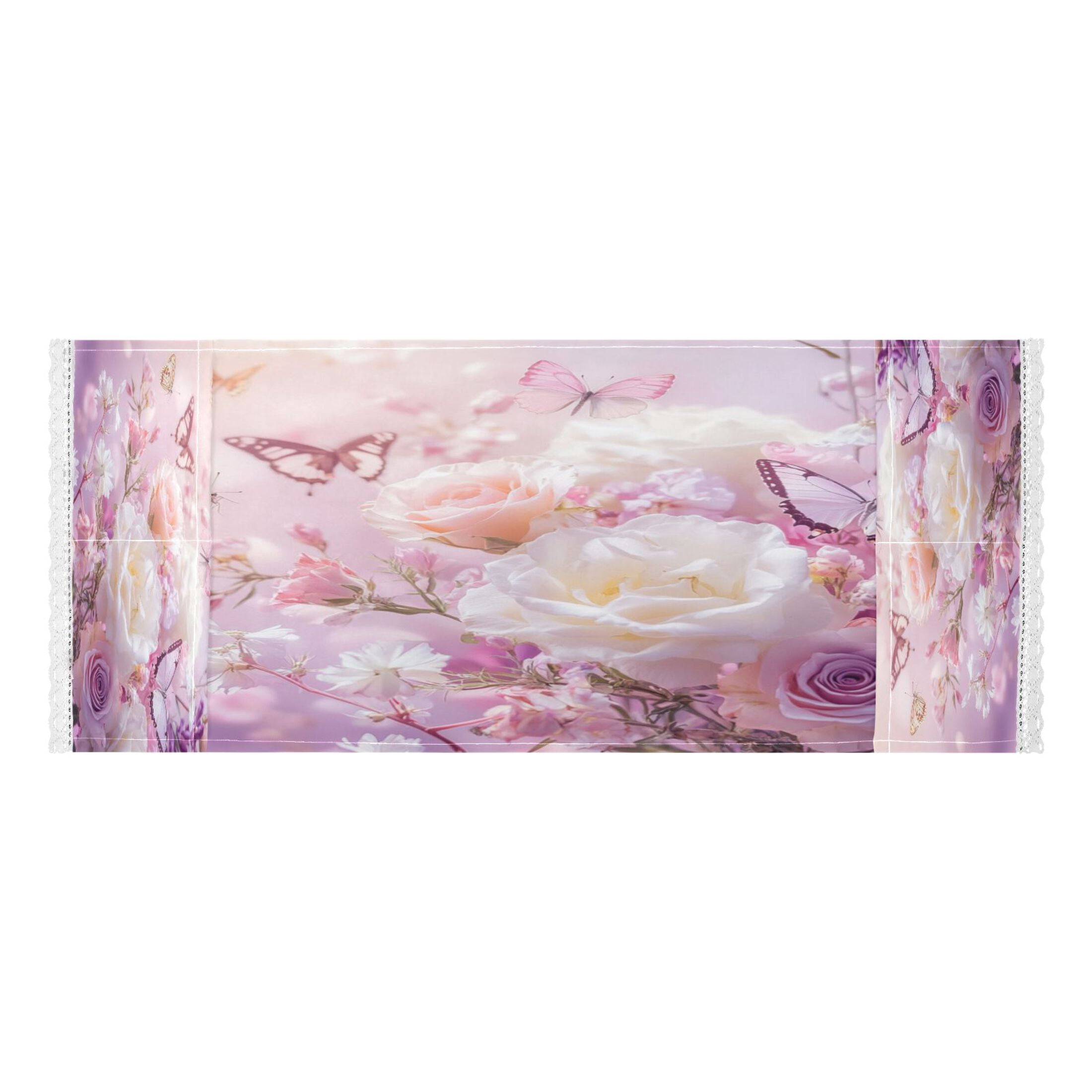 Washing Machine Cover 51.2x22in, Durable Polyester Dust Cover with Lace Trim and Side Pocket for Appliances Butterfly Garden