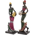 thumbnail image 7 of FRCOLOR African Tribal Figurines Lady Figurine Statue Assorted Color 2Pcs, 7 of 7