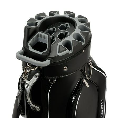 PGM Golf Cart Bag 14 Way Organizer Divider Silent Top Waterproof Bag/Black Leather