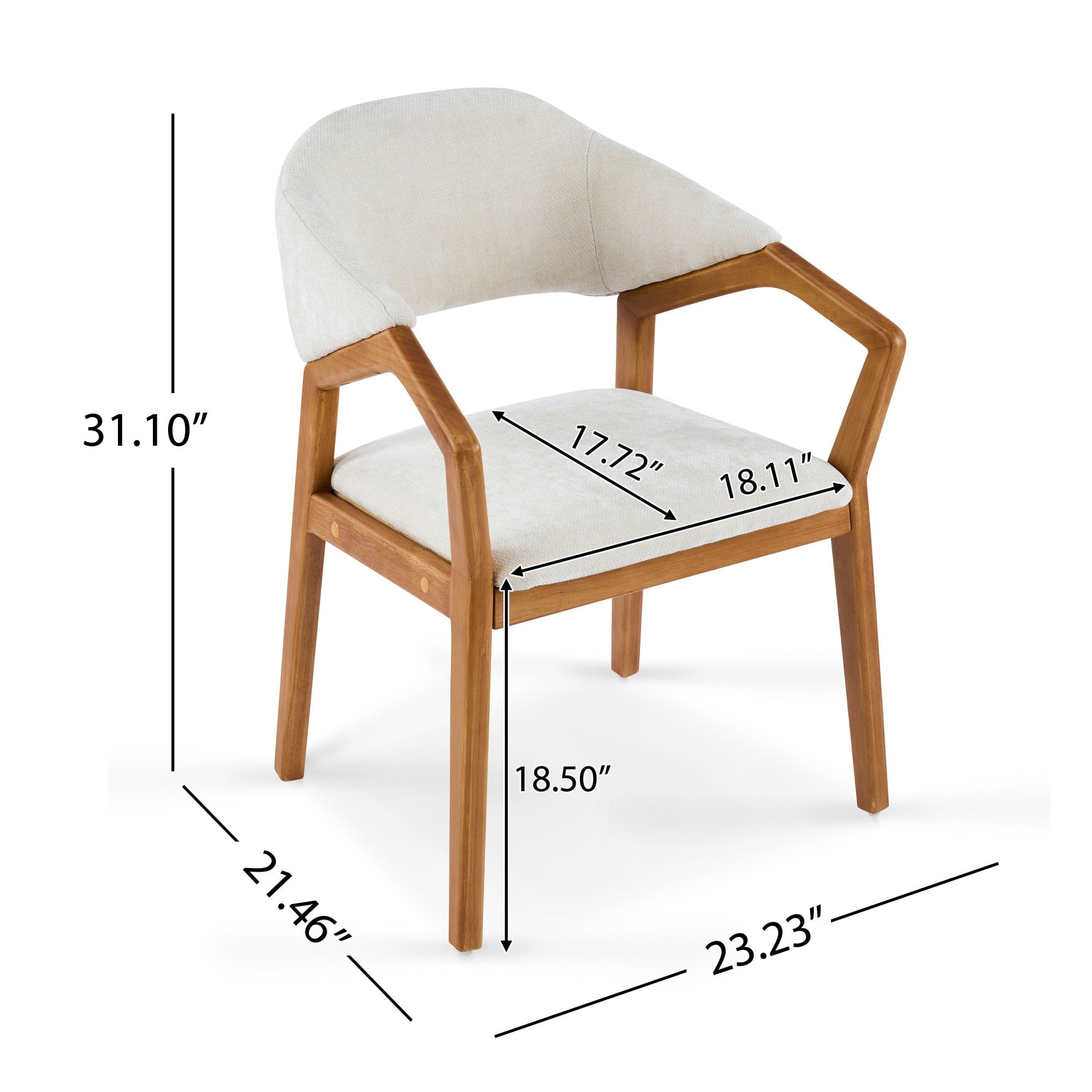 Sailvan Set of 2 Upholstered Dining Chairs with Armrests,Oatmeal Chenille Kitchen Chairs with Sturdy Wood Frame,300lb Capacity Beige