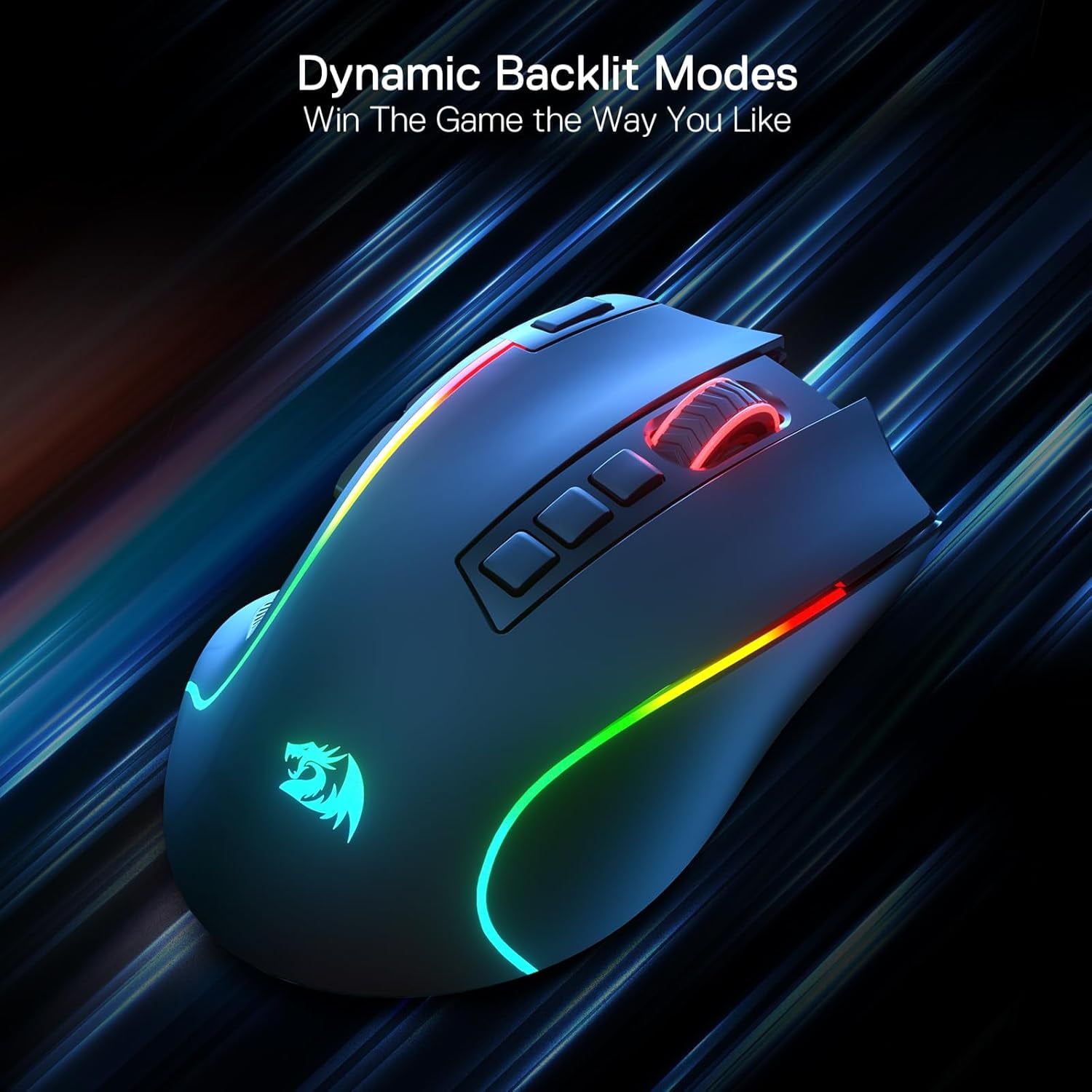 Redragon M612 PRO RGB Gaming Mouse, 8000 DPI BT Wired/Wireless Optical Gamer Mouse 9 Programmable Buttons & 7 Backlit Modes,Software Supports DIY Keybinds Rapid Fire Button,Black