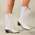 thumbnail image 2 of Women's Western Cowboy Boots with Embroidered Design, Mid-Calf Knee-High Boots, Pointed Toe & Chunky Heel, Vintage Style Riding Boots, 2 of 6