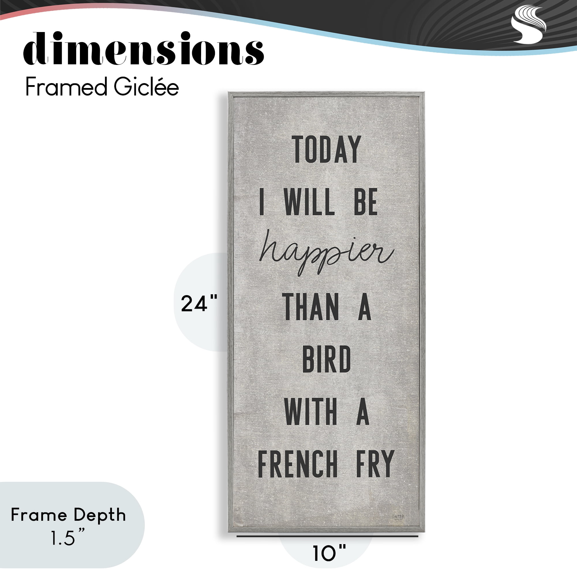 Stupell Industries Bird With A French Fry Gray Framed Giclee Art, design by Lux + Me Designs