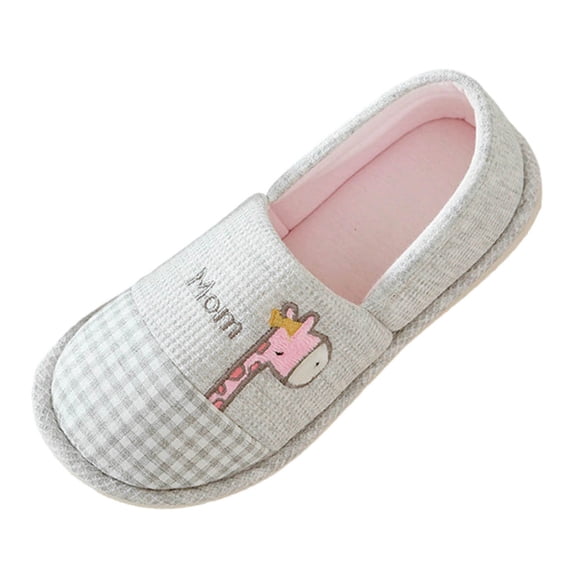 I-932 Gray Ladies Casual Winter Home Shoes Closed Toe Soft Sole Flat Anti Slip Versatile Comfortable Slippers