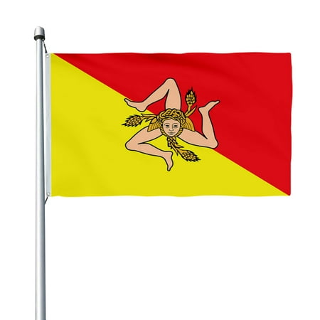 Aihccy Sicilian Region, Unique Design Print Flag with Brass Grommets Size - 3x5Ft