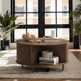 JOINICE Round Coffee Table with Storage and Sliding Door,Mid Century ...