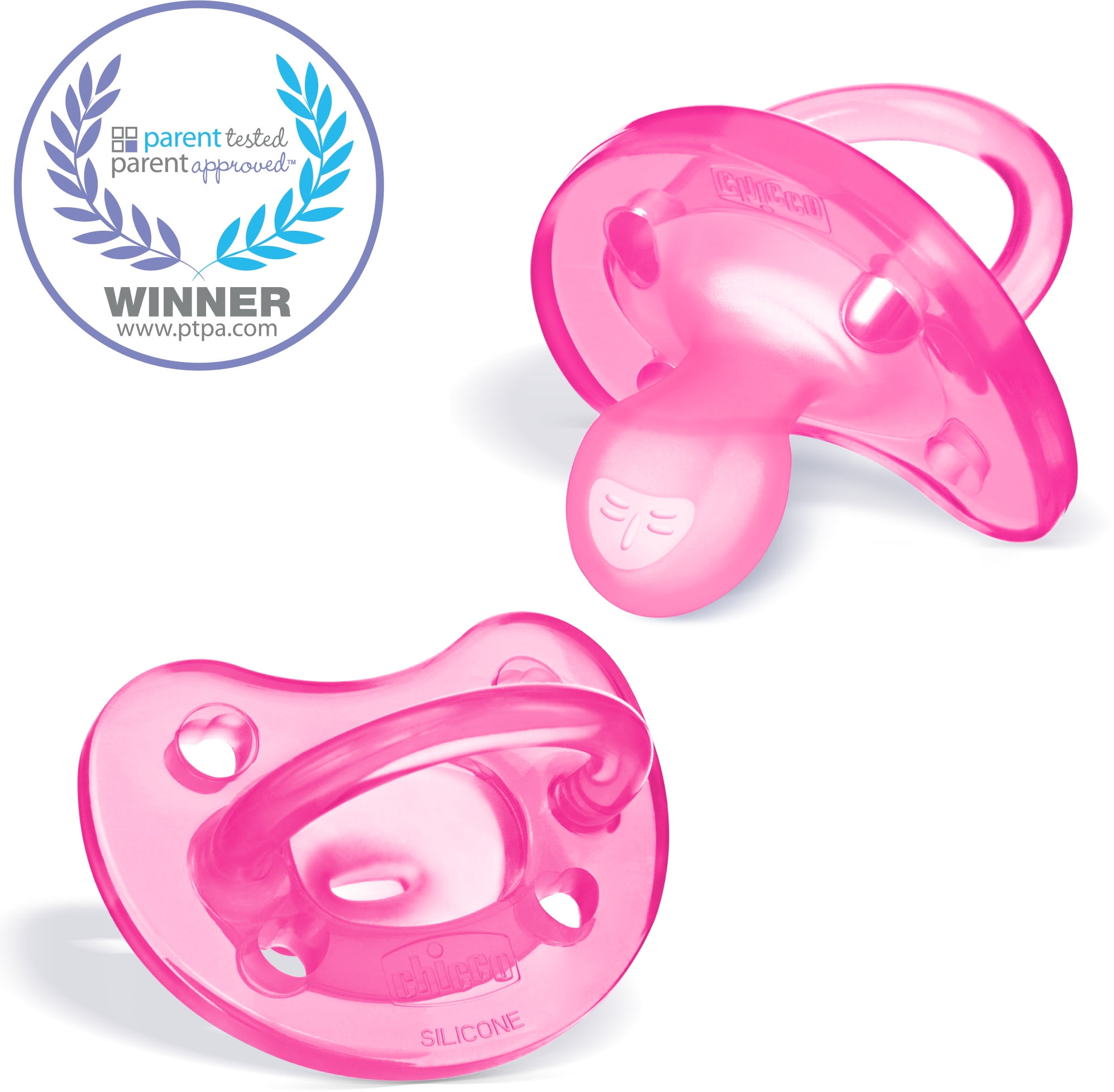 Clear Chicco 180800 Soft Silicone Pacifier for New Born Babies 2 Pack 