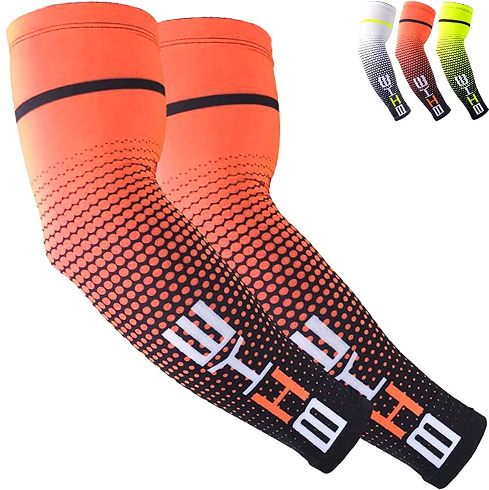 beister 1 Pair Athletic Sports Compression Arm Elbow Sleeves for Women Men Outdoors Running Sun UV Protection Cooling Arm Cover for Basketball Tattoo Cover Cycling