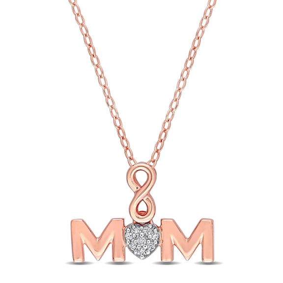 Everly Women's "Mom" Diamond Sterling Silver Necklace