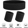 thumbnail image 5 of 3 Piece Set Sweatbands Soft Cotton Sweatbands Sports Headbands Fitness Wristbands Men and Women Gymnastics Running, 5 of 5