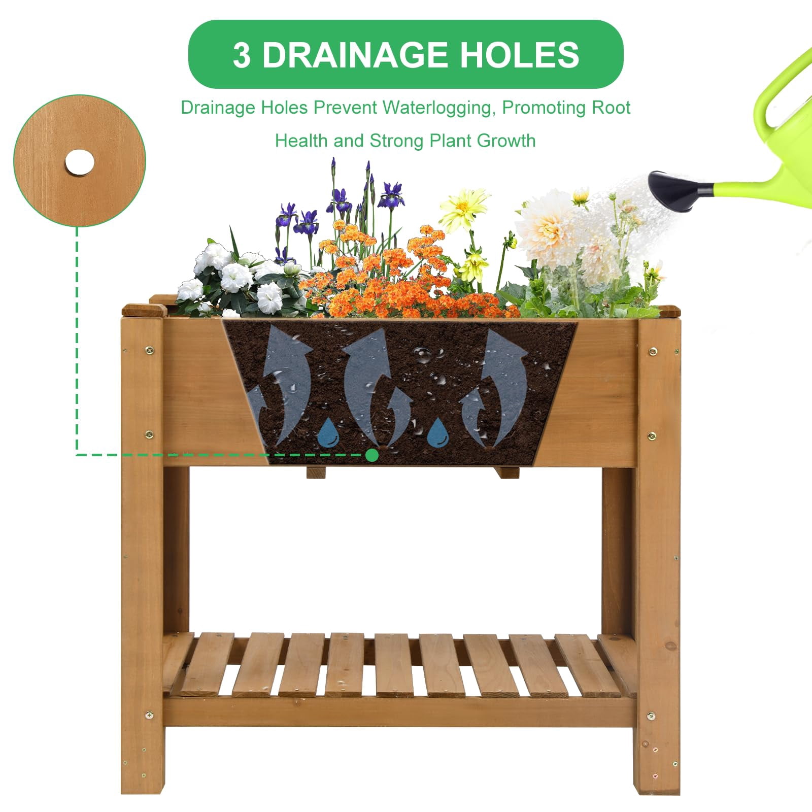 Gowoodhut Raised Garden Beds Outdoor With Legs Wood Elevated Garden Box With L-Connection Tabs Storage Shelf Leg Reinforcement