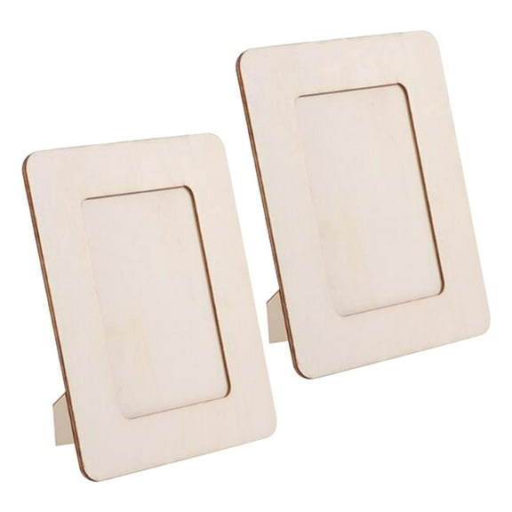 2pcs Tabletop Wood Picture Frames with Stand Unfinished Wooden Photo Frames for Kids DIY Crafts and Art Projects Supplies