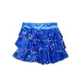 thumbnail image 6 of YiZYiF Kids Girls Sparkly Sequins Dance Skirt Tiered Ruffle Skorts Hip Hop Jazz Performance Costume Royal Blue 12, 6 of 7