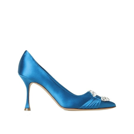Manolo Blahnik Woman Maida Satin Pumps Blue Sizes IT 34-50 2/3