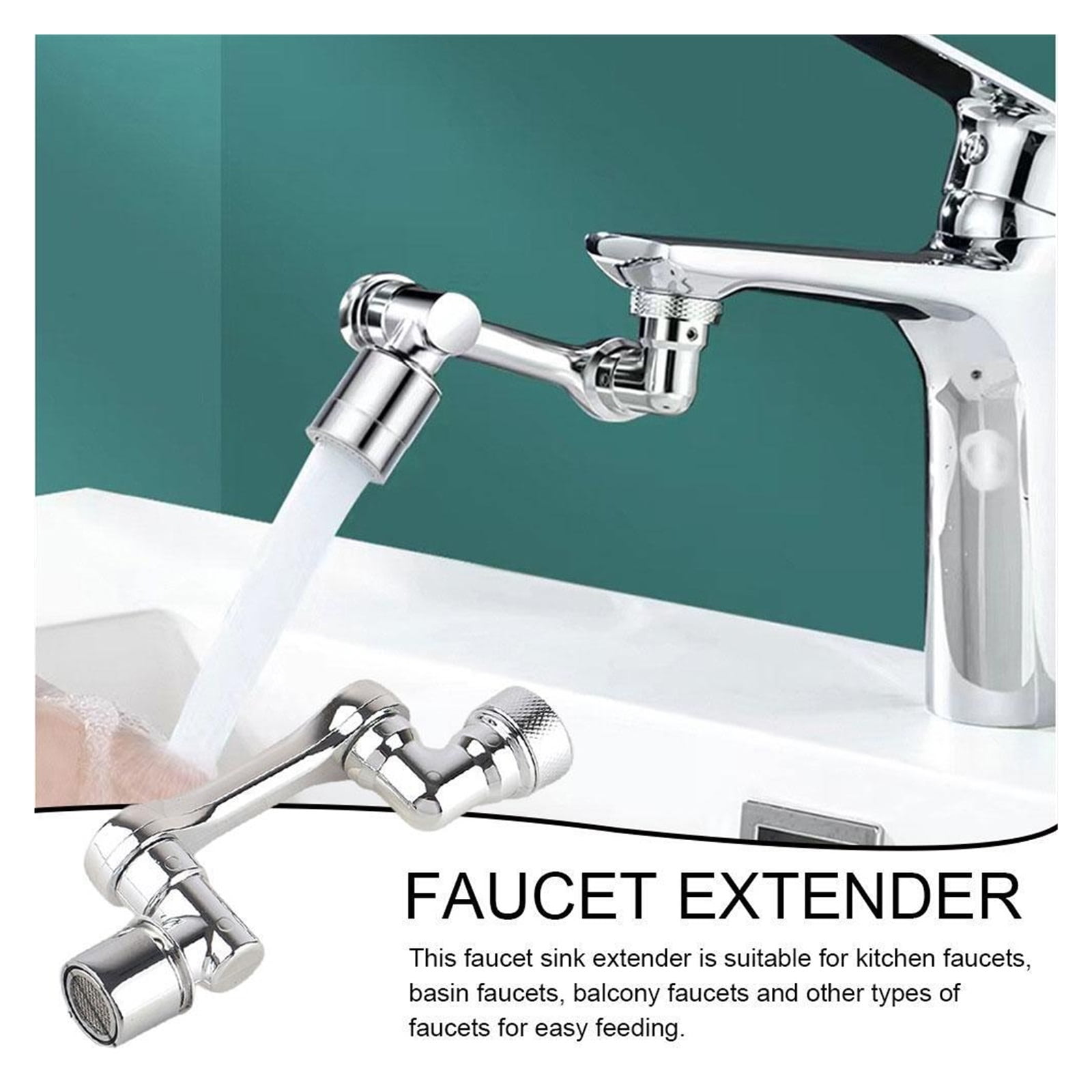Universal 1080° Swivel Robotic Arm Swivel Extension Faucet Aerator Plastic Faucet Spray Head Wash Basin Tap Extender Adapter ,Water Saving